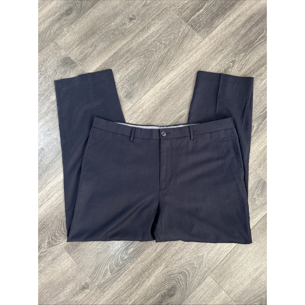 Hart Schaffner Marx 40X30 Navy Wool Dress Pants Slacks Flat Front